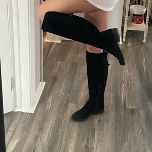 Black knee high boots